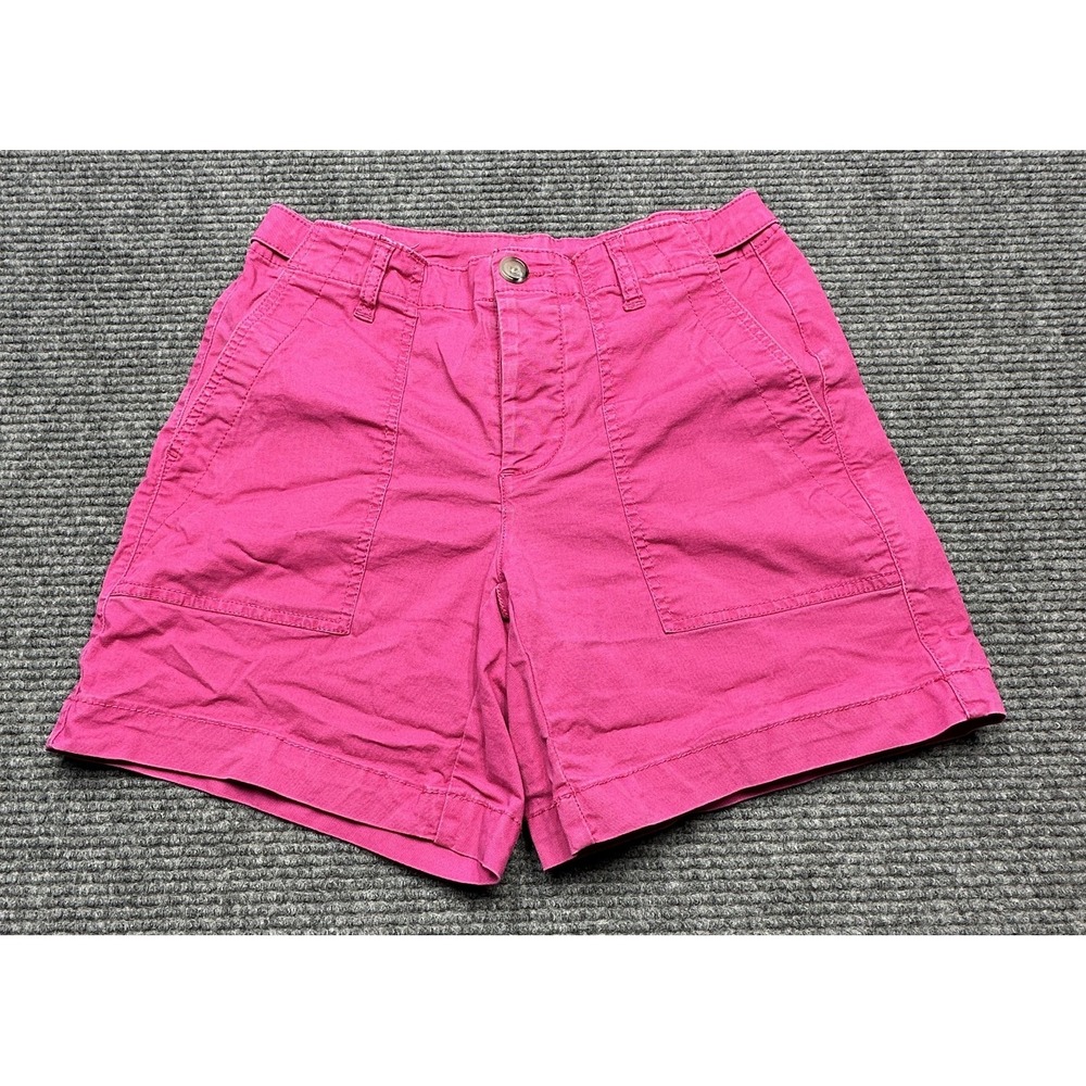 Cabi Shorts Womens 4 Pink Button Fly Utility Pockets Cotton Stretch Chino Casual
